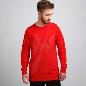 Nike Air Pivot Heavyweight Mens Crewneck Sweater Red Long Sleeve Double Print XL